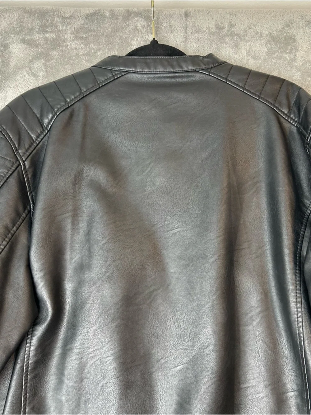 Primark Men’s Jacket Black Faux Leather Moto Biker Jacket Size Extra Large XL - Picture 7 of 16